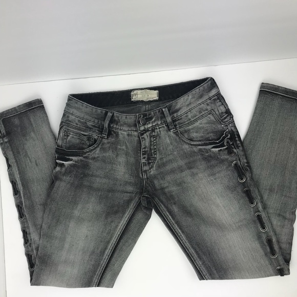 Free People Lost Love Frosted Lace Up Skinny Jeans - Picture 5 of 8